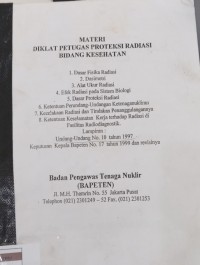 Materi Diklat Petugas Proteksi Radiasi Bidang Kesehatan