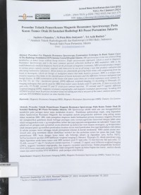 Prosedur Teknik Pemeriksaan Magnetic Resonance Spectroscopy pada Kasus Tumor Otak di Instalasi Radiologi RS Pusat Pertamina Jakarta